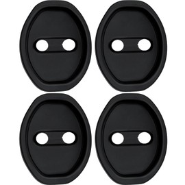 Car Door Latch Cover – 4PCS Universal Silicone Door Lock Protector, Noise Reduction, Shock Absorption, Dust & Rust, Self-Adhesive Door Lock Latch Protector Car Accessories for Most Vehicles (Black)