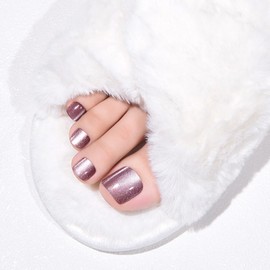 XZMeiLun Purple Red Cat Eye Press on Toenails Short Square, Acrylic Designs Toe Nails Press Ons Set, Artificial Perfectly Fit False Toenails for Women with Glue/Sticker On Toenails, Fake Toenail Kit