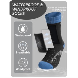 Gash Hao Waterproof Socks Men Women Hiking Crew Socks Suitable For Fishing Wading Outdoor Rainy Sports And Wet And Cold Weather Dark BLUE-M