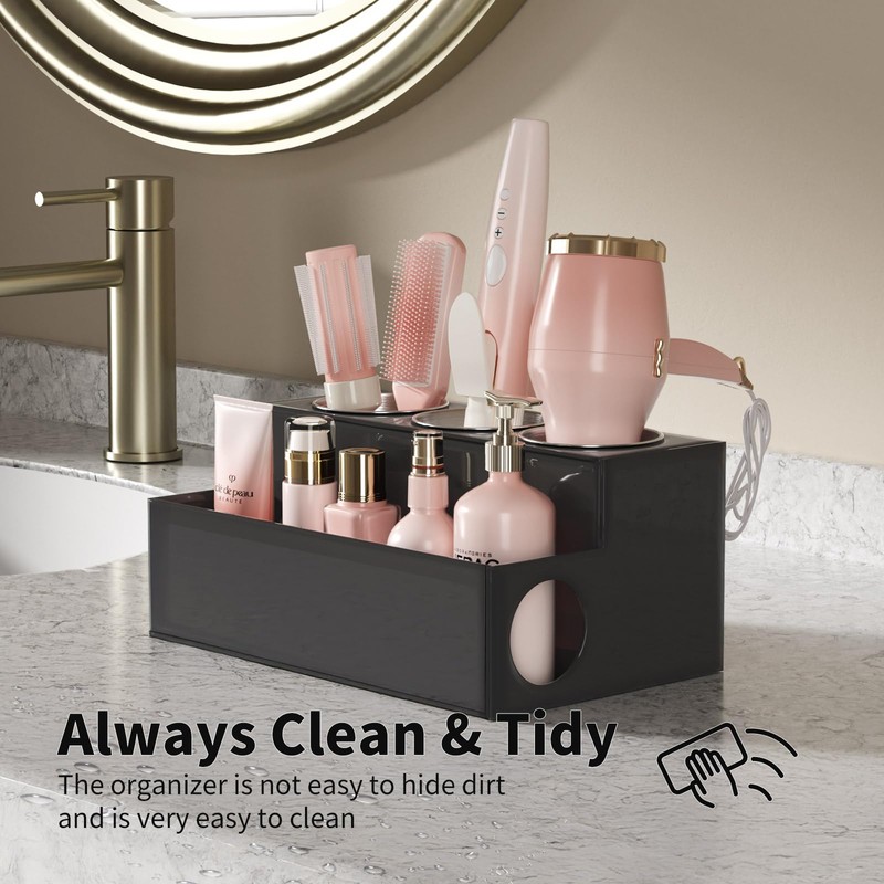 NIUBEE Hair Tool Organizer, Black Acrylic Hair Dryer and Styling