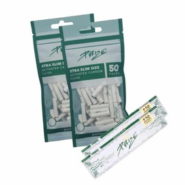PURIZE Xtra Slim Size 6 mm Activated Carbon Filter 2 PURIZE Papers White Pack of 100
