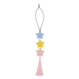 VekAuto 1 Pc Faux Leather Five-pointed Star Tassel Car Rear View Mirror Pendant Accessories Car Hanging Ornament Yellow Pink