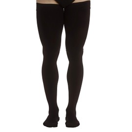 Absolute Support - Size Medium - Mens Thigh High Compression Stockings 20-30 mmHg with Grip Top Fim Suppport - Over The Knee Compression Hose for Circulation, Black - Made in USA