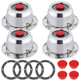 CheeMuii 4 Pack 343-4195 Trailer Hub Caps Kit 3434195 Aluminum Hubcaps for Trailer Axle with Extra 4 PCS Rubber Plugs and Gaskets Replace for 343 4195