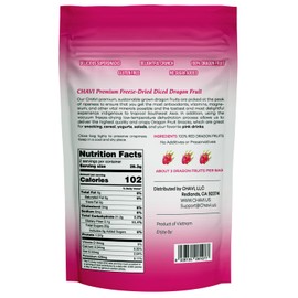 CHAVI Freeze-Dried Diced Dragon Fruit Snack - Pack of 2 x 2 oz - Healthy 1 Ingredient Superfood - No Added Sugars or Preservatives - Non-GMO, Vegan, Gluten-Free (Pack of 2)…
