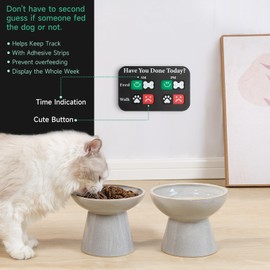 YAUYIK Dog Feeding Reminder, Magnetic Reminder Sticker, AM/PM Daily Indication Chart Feed/Walk Your Pets, Fridge Magnets and Double Sided Tape, Helps You to Track Pet Feeding & Walking (Black)