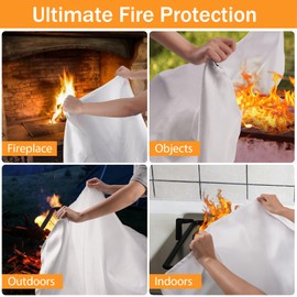 KANHIRO Emergency Fire Blanket for Kitchen - 1m X 1m Quick Unfolding TUV Kitemarked Fiberglass Flame Retardant Large Fire Blankets for Home, School, Office, Caravan, Fireplace (1 Pack)
