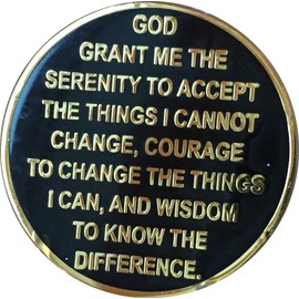 RecoveryChip 12 Year AA Medallion Elegant Black Gold Silver Bi-Plated Alcoholics Anonymous Chip