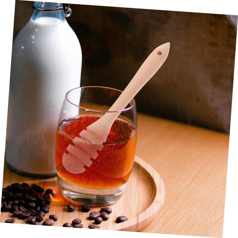 KICHOUSE Wooden Honey Dipper Stick Smooth Honey Mixing Stirrer for