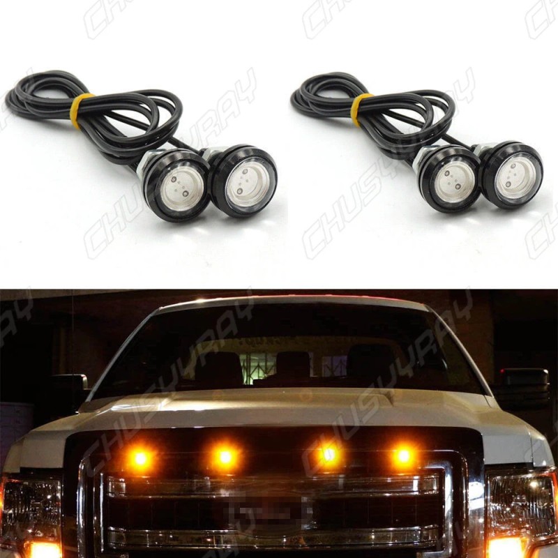 SYJIIP 4x Amber LED Grille Fog Lights Raptor Style For