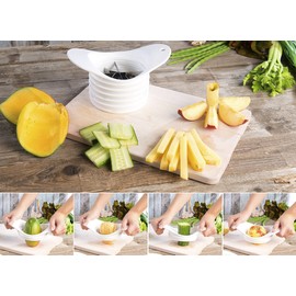 Rosenstein & Söhne Fruit Slicer: 5-in-1 Fruit and Vegetable Cutter with Interchangeable Blade Inserts (Apple Separator, Fruit and Vegetable Slicer, All-Slicer)