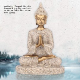 Estatua de Buda Ejoyous, estatua de Buda sentada meditando, decoración zen para el hogar, sala de meditación, jardín, dorado