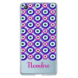 INSTACASE Funda para M5 Personalizada con Ojo Turco antigolpes, Case Personalizado para M5, Carcasa con Ojo Turco para M5, Protector de Ojo Turco Morado y Rosa con Nombre para M5