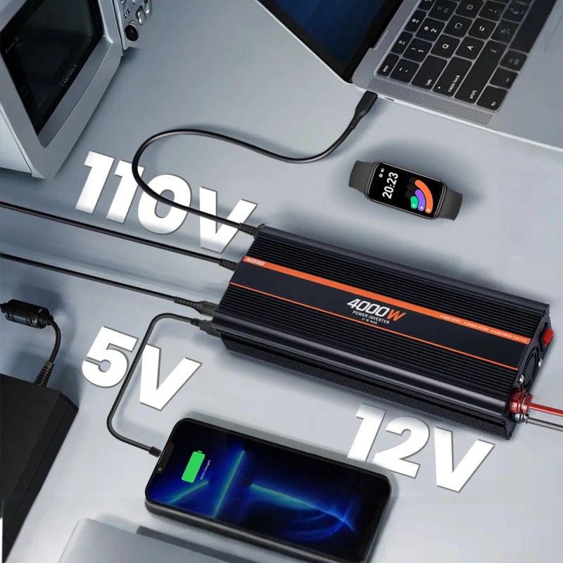 Inversor De Corriente Para Coche Hzero 4000w Convertidor Voltaje Transformador