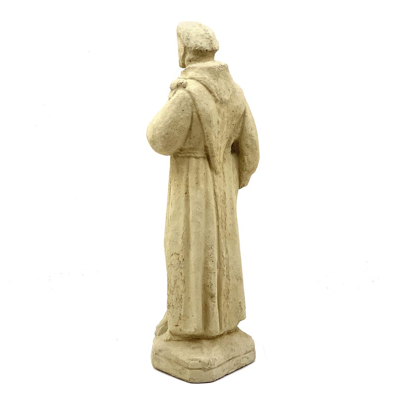 Vintage Saint Francis Statue: Solid Durable Stone with Distressed Texture.