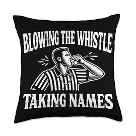 Blowing The Whistle Taking Names Funny Referee Throw Pillow