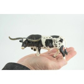 Collectible Wildlife Gifts Texas Longhorn Bull Toy, Realistic Hand Painted Rubber Model, 6.5" CH752 BB183