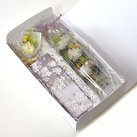 Hz015 Herbarium Chiyo Uno Incense Incense + Bouquet Set, Buddhist Flowers, Bon Festival, First Bon Festival, Buddhist Altar Flower, Gift (7.8 fl oz (200 ml) (White)