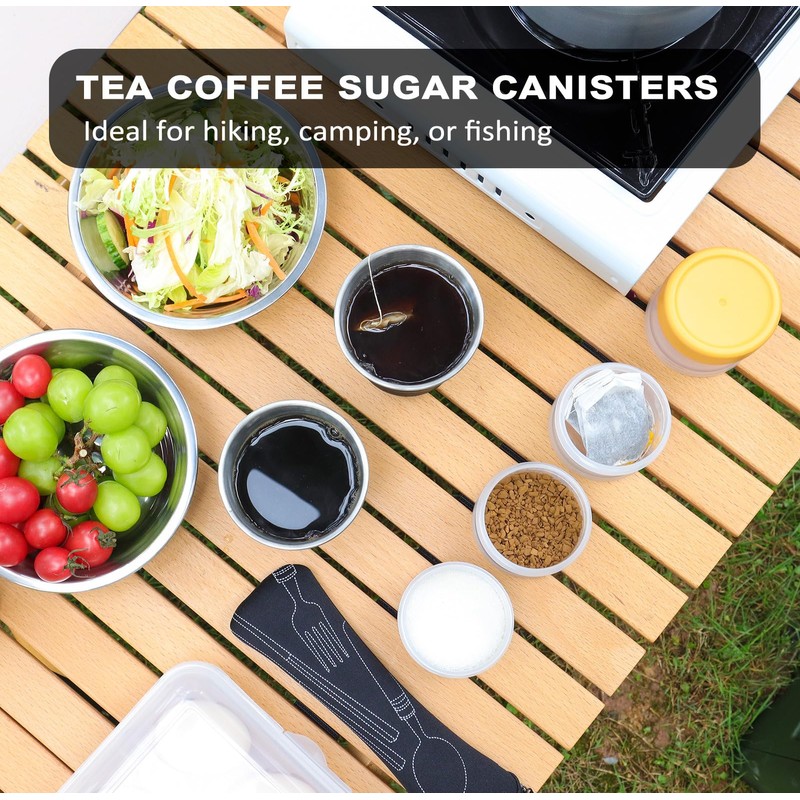 Lafuntar Tea Coffee Sugar Canisters Small for Camping, Camping Seasoning