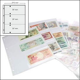 5er Pack SAFE 5483 Banknoten Hüllen - Banknotenhüllen - Ergänzungshüllen Banknoten Album - DIN A4 - mit 3 TASCHEN 97 x 220 mm GLASKLAR FÜR 6 BANKNOTEN - Zubehör FÜR ALLE SAFE RINGBINDER A4 - 480 - 481 - 4880 - 5100 - 5440 - 7921 - Ideal für grosse Bankno