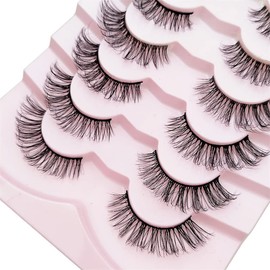 Lashes False Eyelashes Natural Wispy Cat Eye Lashes Fluffy Pack 3D Strip Short Volume Fake Eyelashes 7 Pairs Fox Eye Bulk (R-1)