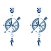 2 Sheets Temporary Arrow Tattoo Compass Tattoo Semi-Permanent Tattoo Long-Lasting