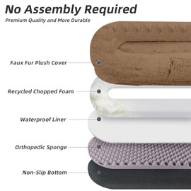 Human Dog Bed - Extra Large Dog Bed for Humans,67''x37''x10'' 、 Giant Cuddle Pillow Pet Lounger, Super Soft Plush Orthopedic Floor Cushion for Adults, Kids, Pets - Washable Cover, Khaki.