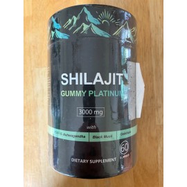 Shilajit 100% Shilajit Gummy Platinum - Ashwagandha - 60 Gummies - 3000Mg - Pure Himalaya