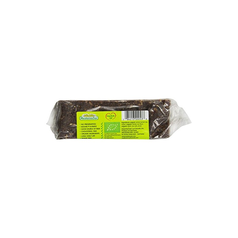 Mestemacher Bread, Organic Rye & Spelt, 17.6 Ounce Packages (Pack