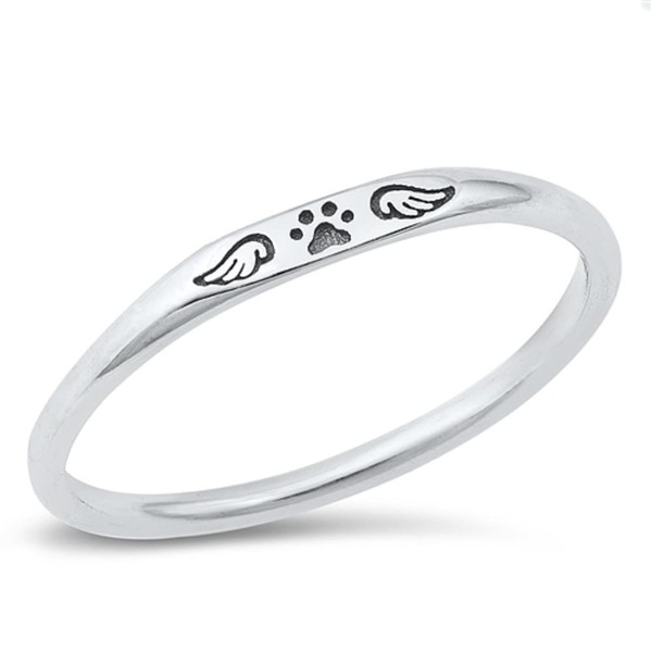 CloseoutWarehouse Sterling Silver Paw Print and Wings Ring Size 7