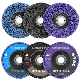 Vantego 6-Pack Paint Stripping Discs 4” x 5/8” for Angle Grinder Rust & Paint Remover, Includes 2 Purple, 2 Blue, 2 Black