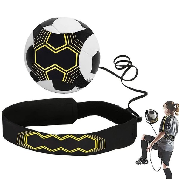 Angzhili Soccer Training Belt, Elastic Soccer Kick Trainer with Adjustable Belt, Hands-free Training, Kids and Adults Football Training Equipment Improve Soccer Skills Size 3/4/5 Football