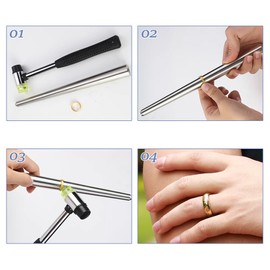 Tiiyee Stainless Steel Ring Sizing Tool, Jewelry Mandrel Stretcher for Resizing and Shaping Rings Metal Finger Gauge with Measuring Marks for Jewelry Making and Repair