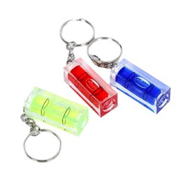 Set of 3 Units. Mini Spirit Level Keyring, 4cm x 1.5cm x 1.5cm, 3 Colours, Precision Bubble Level Tool