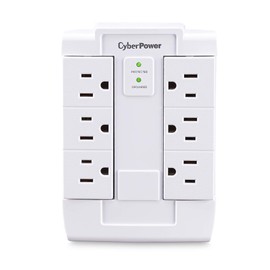 CyberPower CSB600WS Surge Protector, 900J/125V, 6 Swivel Outlets, Wall Tap, White