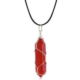 Necklaces for Women Crystal Necklaces for Women Jewelry for Women Silver Natural Stone Crystal Pendant Red Agate Necklace for Teen Girls Gifts for Birthday Valentines Day Gifts for Teen Girls Initial Necklace for Women Teenage Girl Gifts