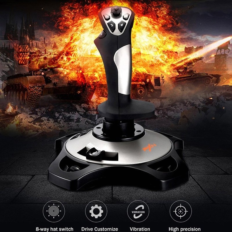 PC Joystick, USB Gaming Flight Simulator Game Controller with Vibration