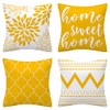 Set of 4 Luxton Yellow Cushion Covers, Flannel Soft Abstract