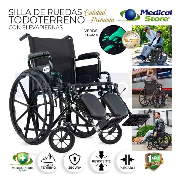 Medical Store Silla De Ruedas Ligera Todo Terreno Acero Plegable Compacta