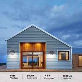 Lightdot 1Pack 50W LED Flood Lights Outdoor with Knuckle, Outdoor Stadium Lights IP65 Waterproof 7500LM, 5000K, 120V Daylight, LED Wall Light for Garage Backyard Warehouse-Brown