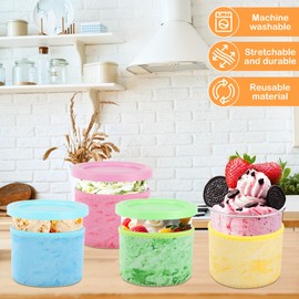 TranRantic 4 Pcs Ice Cream Neoprene Sleeve for Ninja CREAMi NC301 NC300 NC299AMZ Series, 16OZ Reusable Ice Cream Sleeves for Ninja Creami Pints Accessories, Only Neoprene Insulated Sleeves