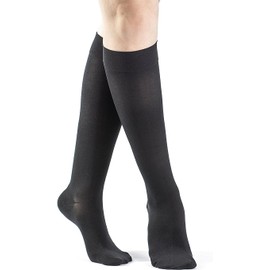SIGVARIS Women’s Essential Opaque 860 Closed Toe Calf-High Socks 20-30mmHg - Extra Large Long - Black