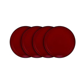 Stone Lain Albie Stoneware Dish Set, 4 Salad Plates, Red and Black