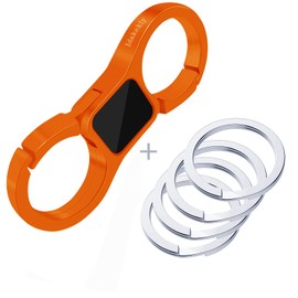 Idakekiy Key Chain Quick Release Spring with 4 Key Rings Heavy Duty Car Keychain Organizer for Men and Women, Darkorange, Small