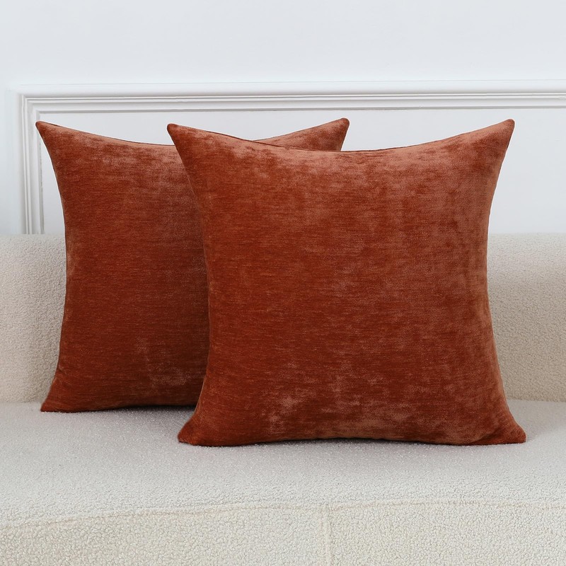 Qanatmz Terracotta Cozy Soft Throw Pillow Covers Decorative Chenille Square