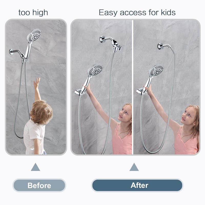 BRIGHT SHOWERS Shower Head Holder Wall Mount, Adjustable Handheld Shower