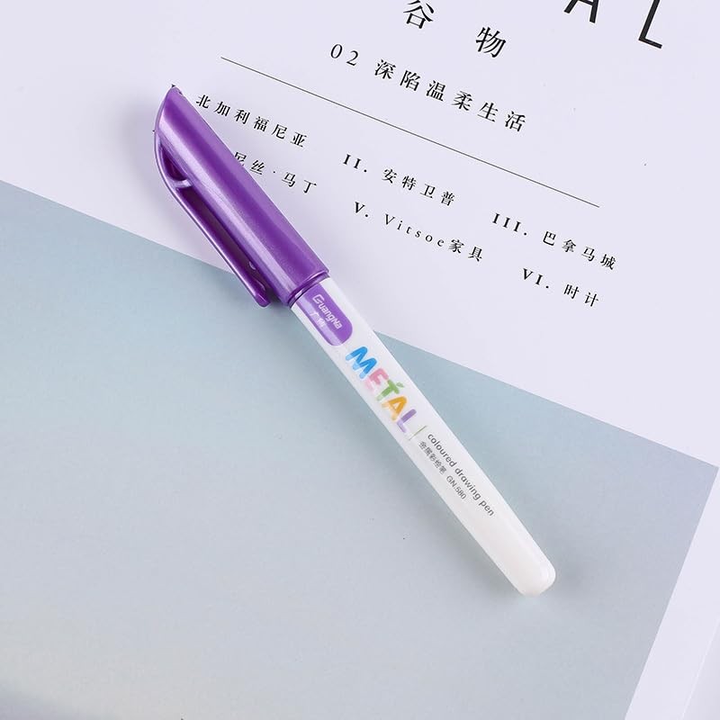 Guangna 12-pack Metal marker pen, 2mm medium nib, water-based ink,