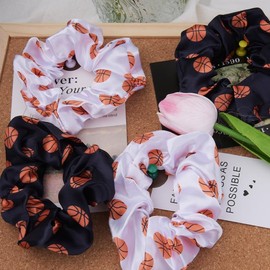 Basketball Accessories Hair Ties Scrunchies Bulk for Girls Women Basketball Gifts for Girls Team Basketball Bow Tie for Girls Daughter Basketball No Crease Hair Tie Band for Thick Thin Hair