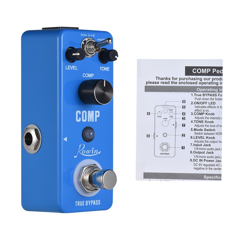 Rowin COMP Compressor Compress Guitar Effect Pedal Aluminum Alloy Shell