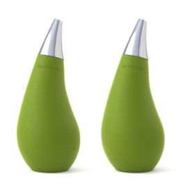 Kitchen Bathroom Squeeze Dish Soap Dispenser Tear Drop Shape with Removable Silver Tip, 7 Oz (2, Green)